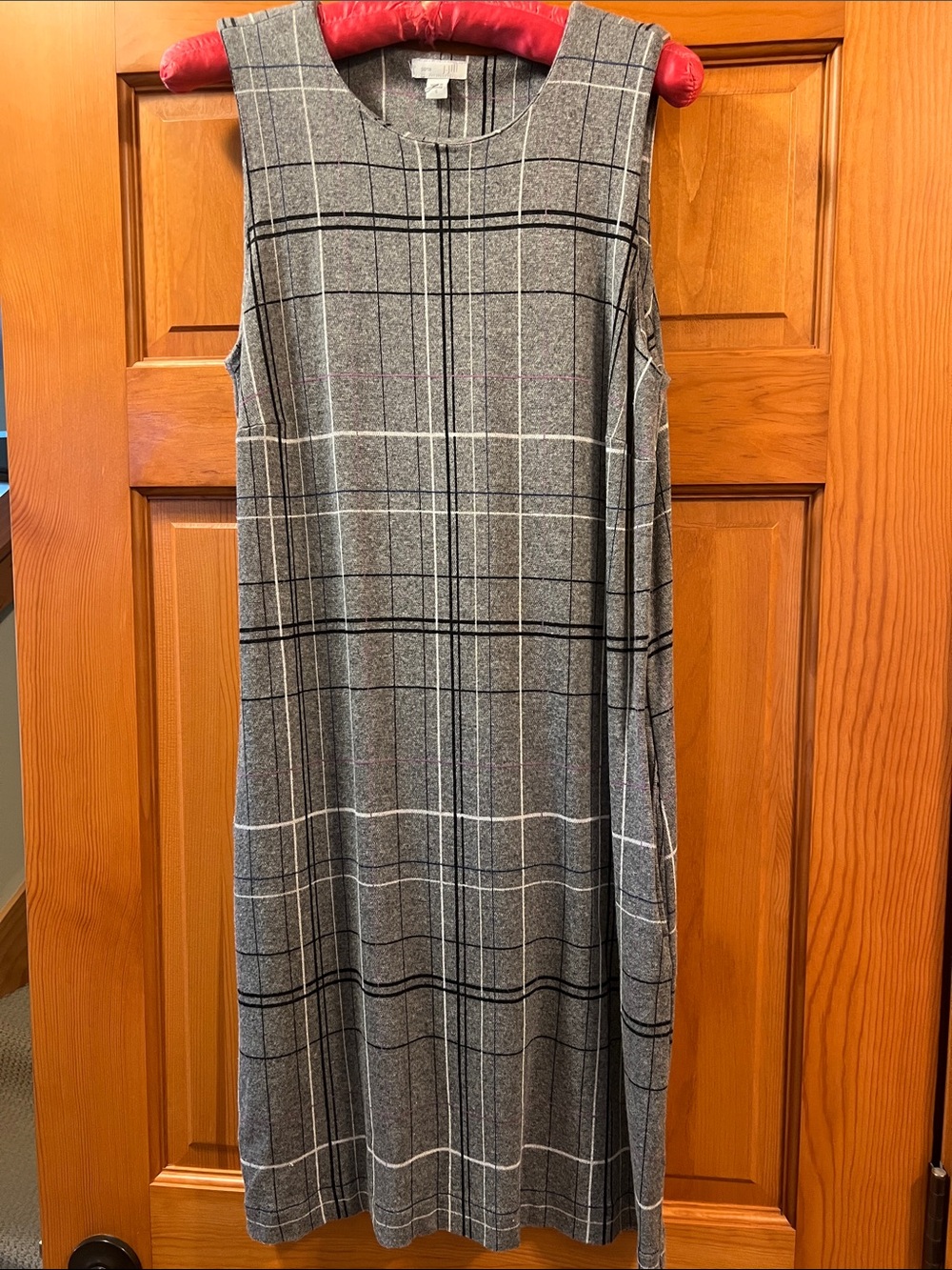 J. Jill Gray Plaid Sleeveless Midi Dress